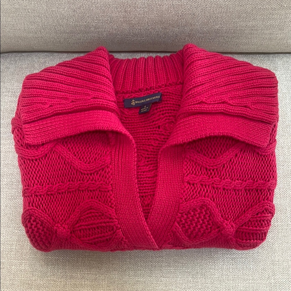 Brooks Brothers Red Chunky Knit Cardigan